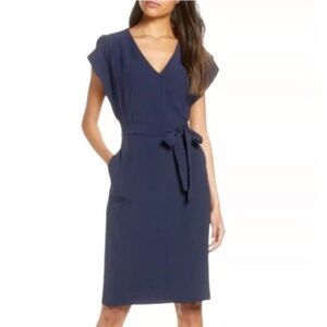 Eliza J Navy Dress  Midi crepe size 6